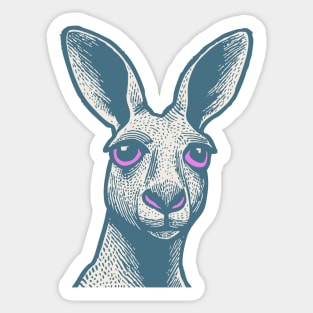 Expressive Kangaroo Portrait Art for Australian Themed Kids Room Sticker